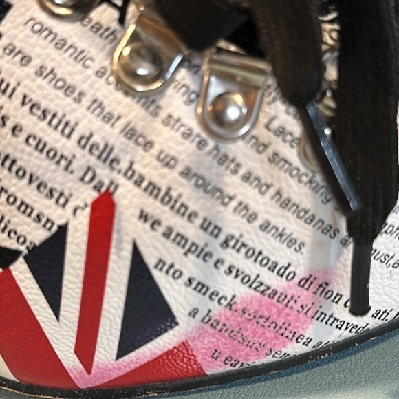 🔥RED KISS "Rocky" Bootie CURVED HEEL British UK Pattern PLATFORM Lace Up URBAN - Picture 10 of 11